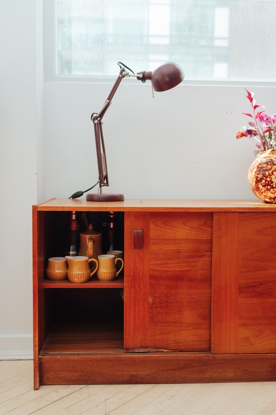 Teak MCM Sliding Door Cabinet - photo 2