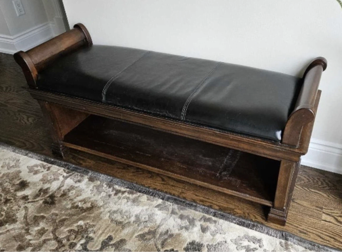 Solid Wood Entryway Bench with Storage Shelf - photo 2
