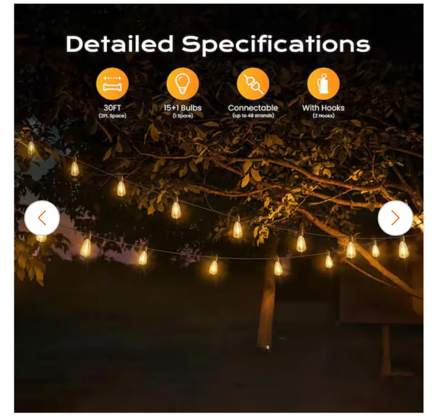 30ft Black Outdoor Dimmable LED Edison String Lights - photo 3