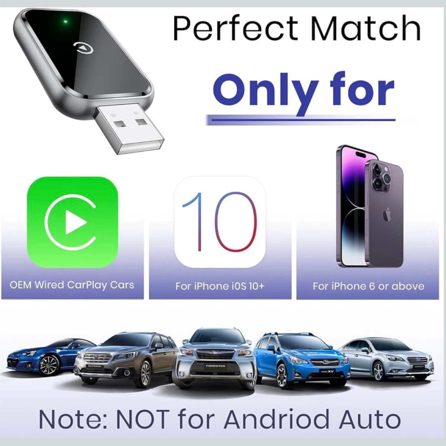 Wireless CarPlay Adapter for iPhone, fits for iOS 10+ - photo 4
