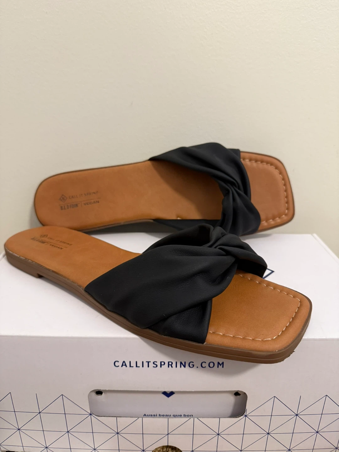 Call It Spring Black Twisted Strap Sandals