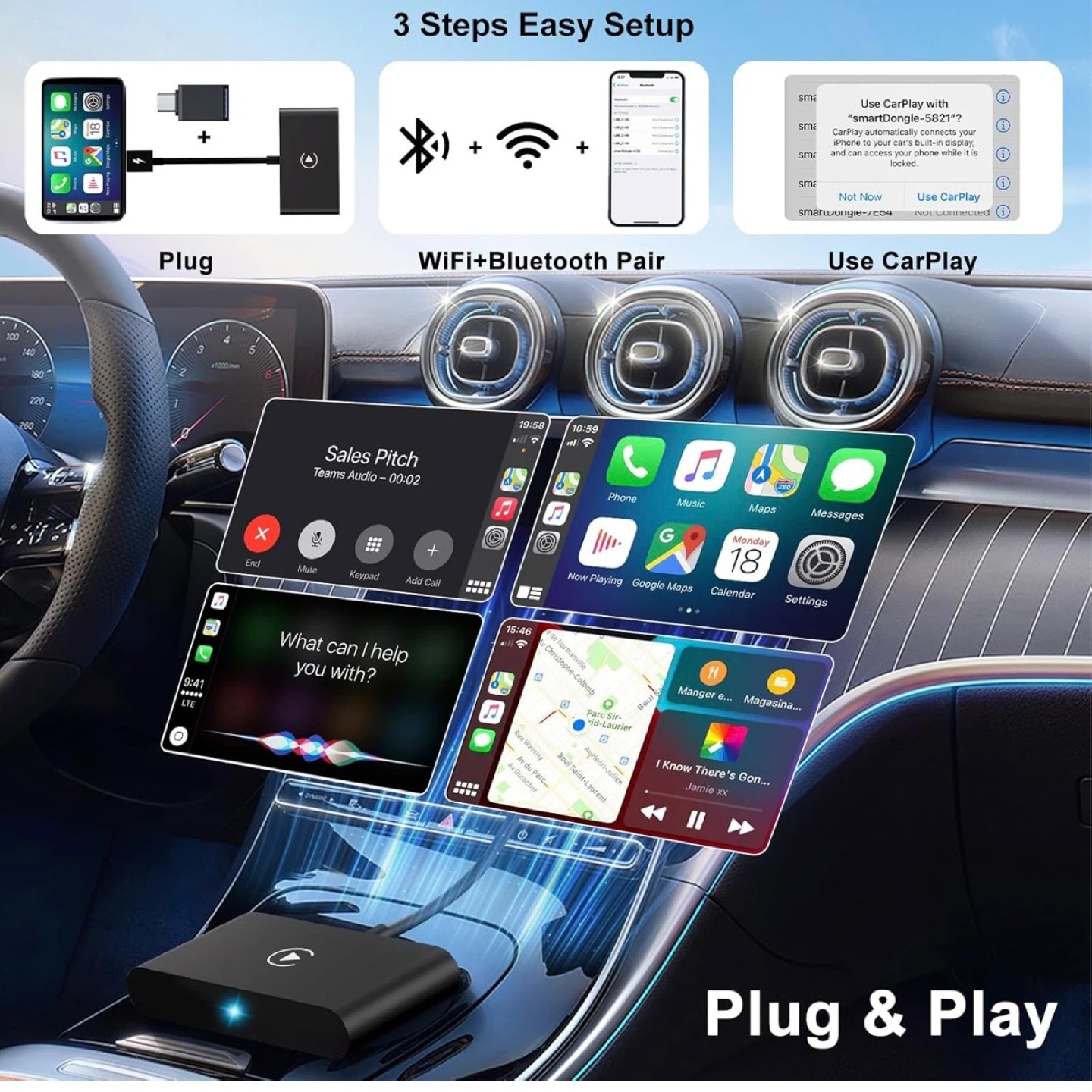 Wireless CarPlay Adapter for iPhone, fits for iOS 10+ - photo 4