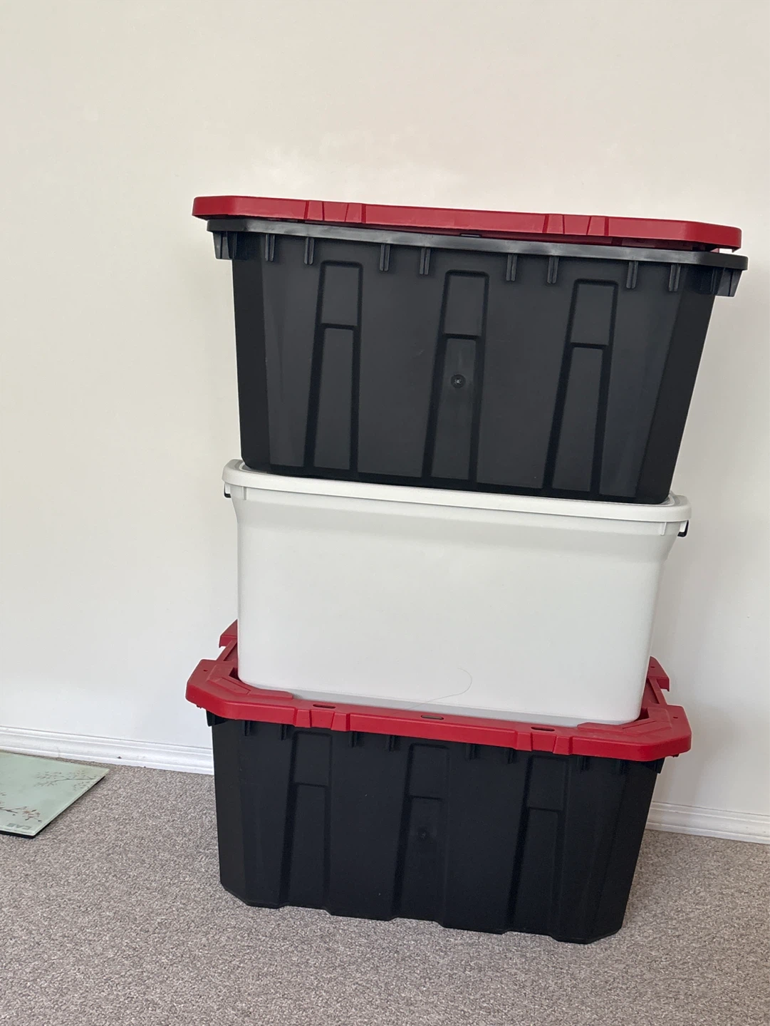 Storage boxes - Black & White with Red Lids