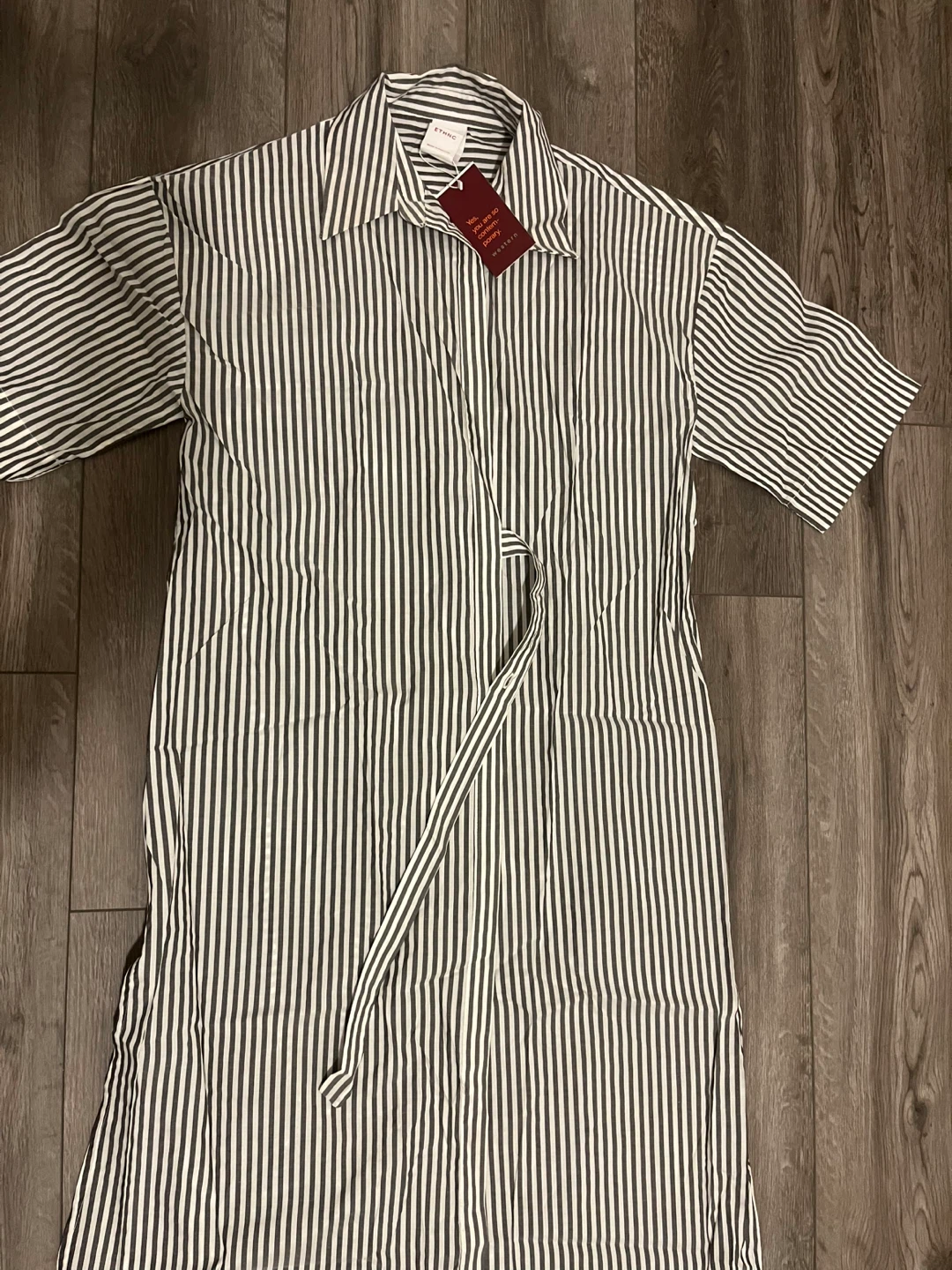 Striped Button-Up Midi Dress - photo 2