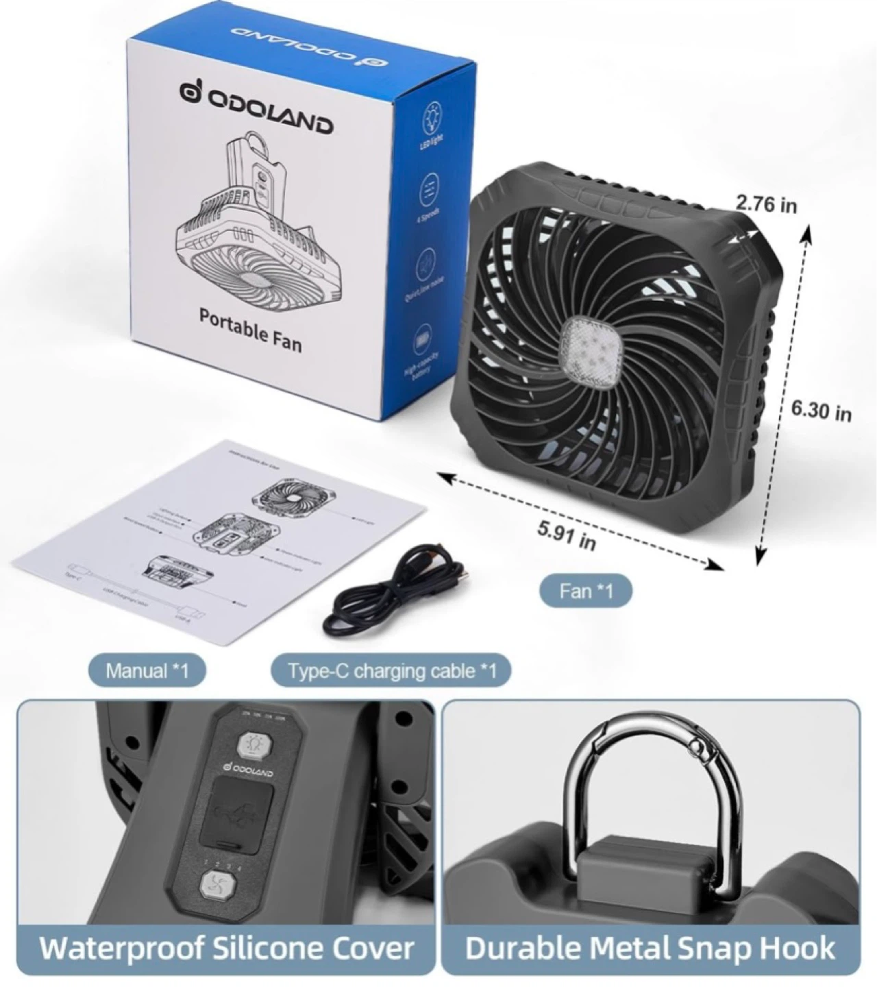 New Rechargeable Portable Tent Fan with LED Lights - photo 2