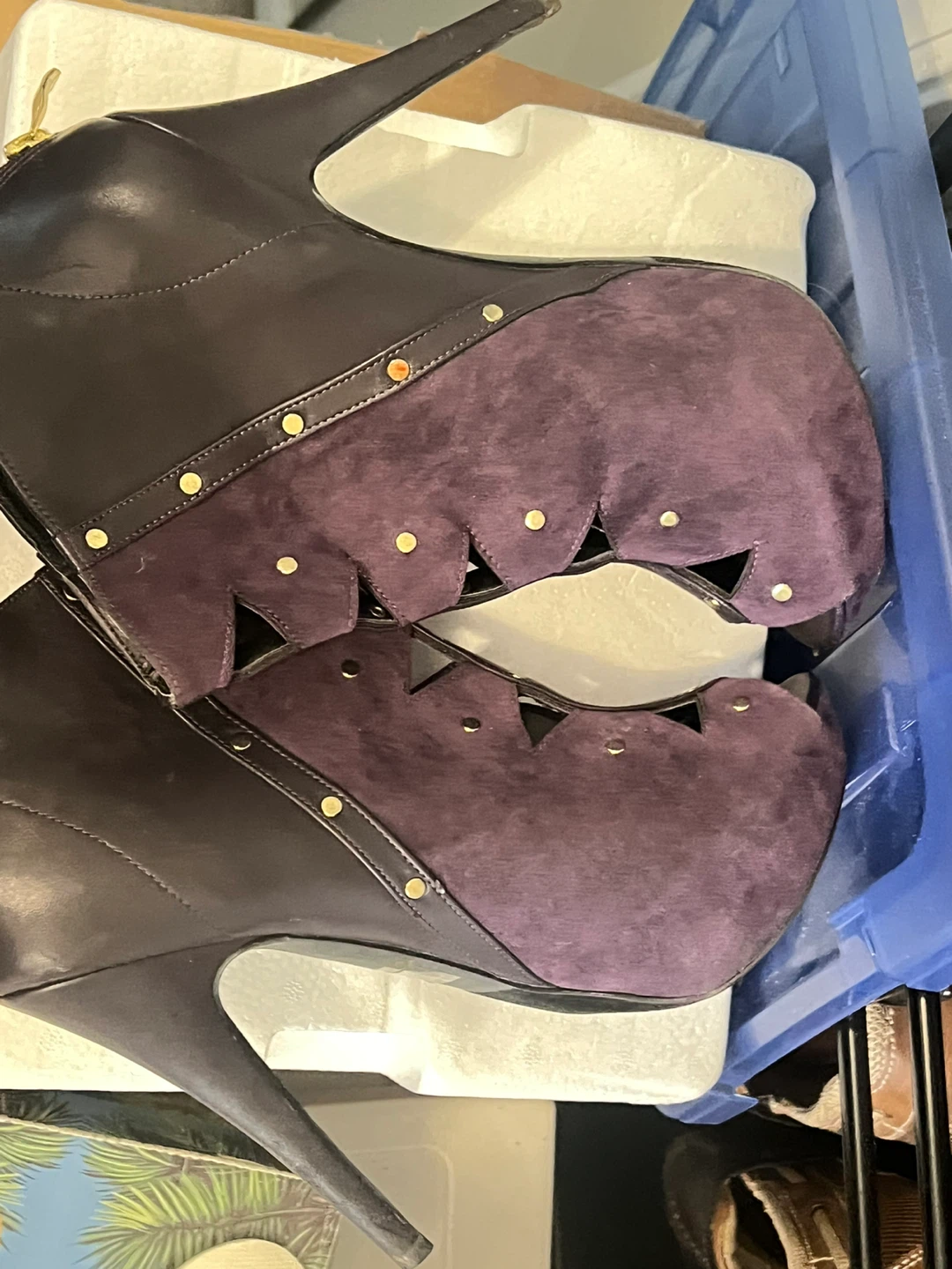 Just Fab Purple Suede Peep Toe Heels - photo 4