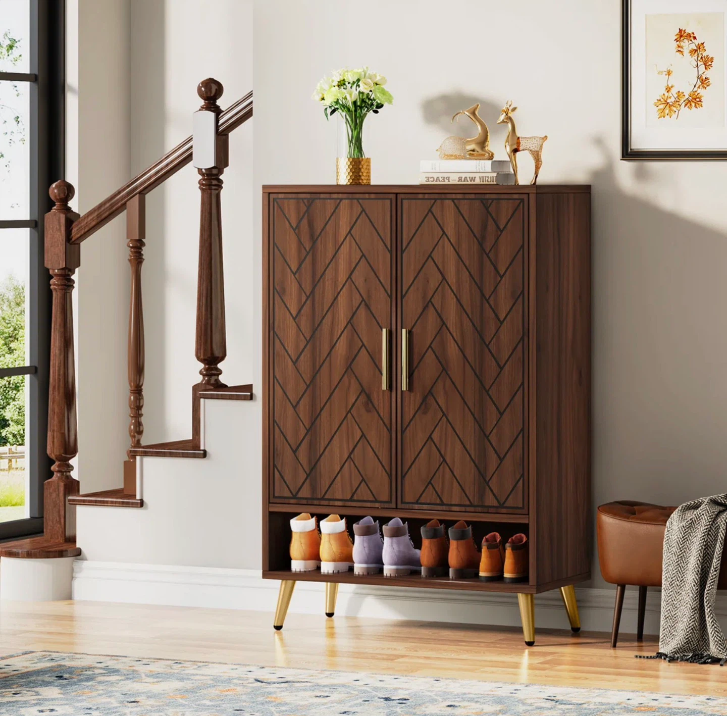 BRAND NEW IN BOX-Brown Shoe Cabinet with 6 Levels of Storage - photo 4
