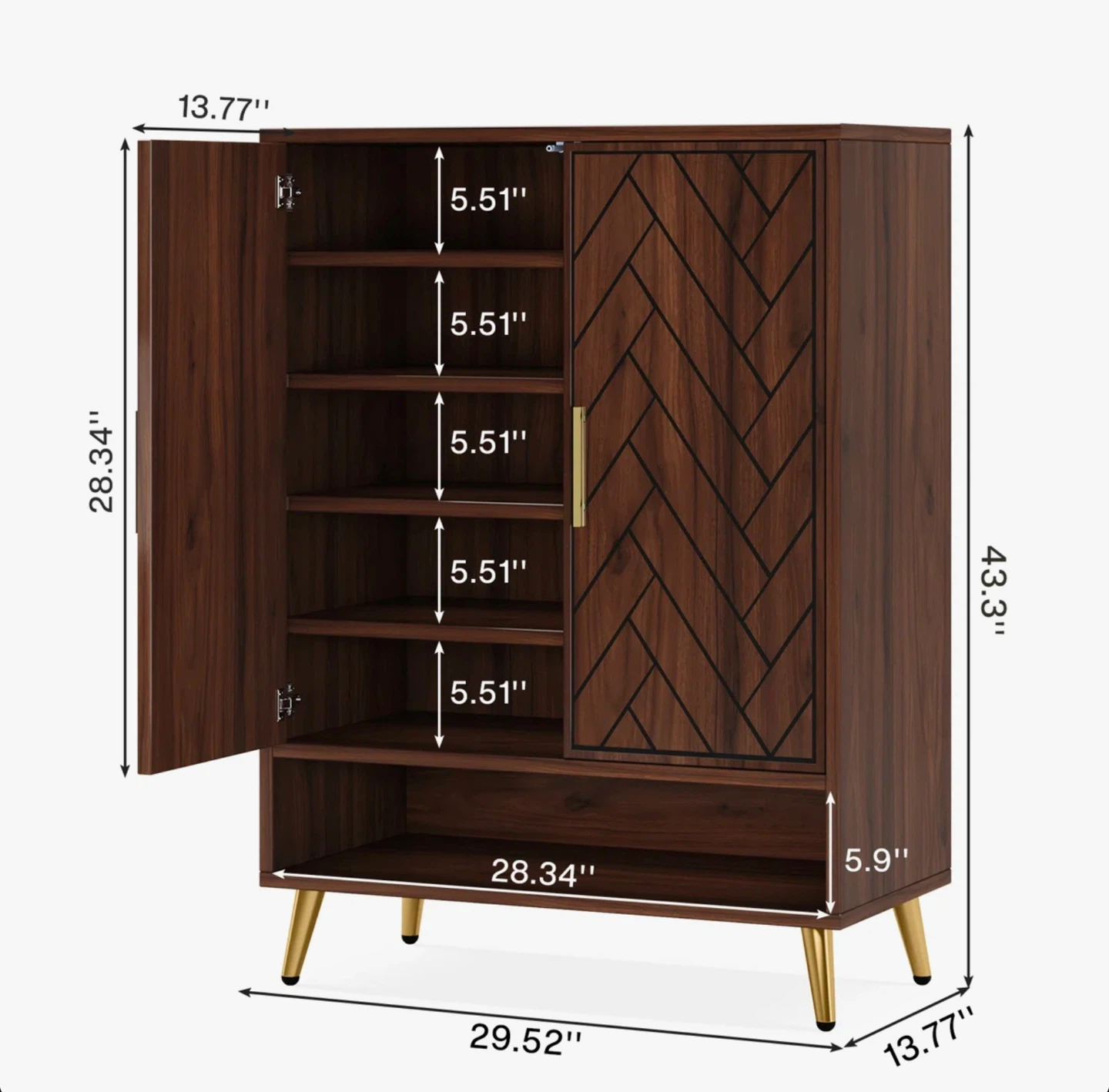 BRAND NEW IN BOX-Brown Shoe Cabinet with 6 Levels of Storage - photo 2