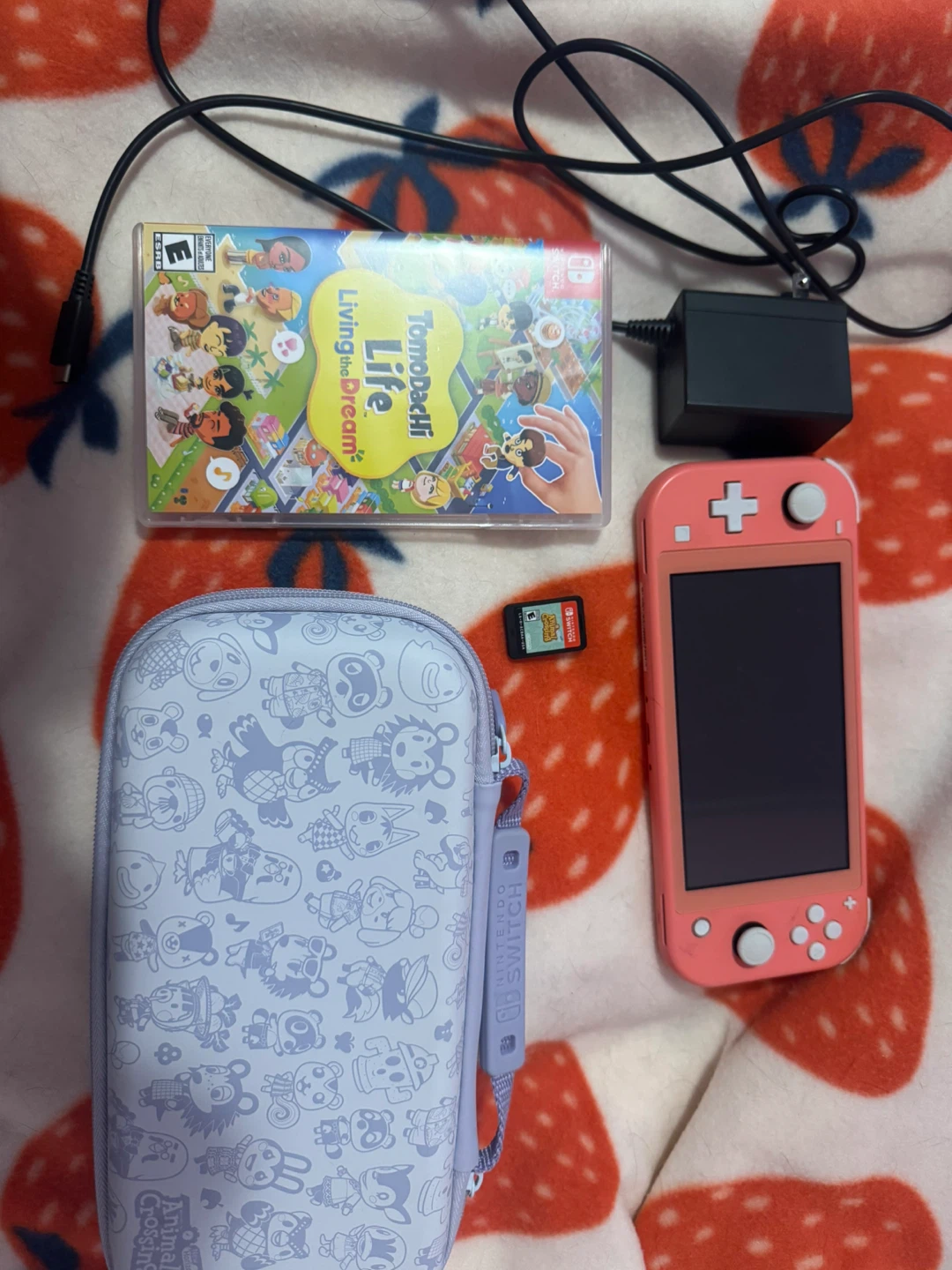 Nintendo Switch Lite Coral with Game and Accessories