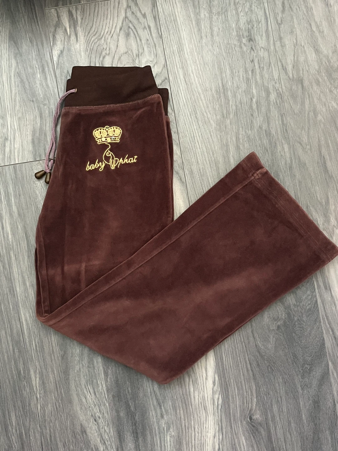 Baby Phat Y2K Low-Rise Brown Velour Pants | Women
