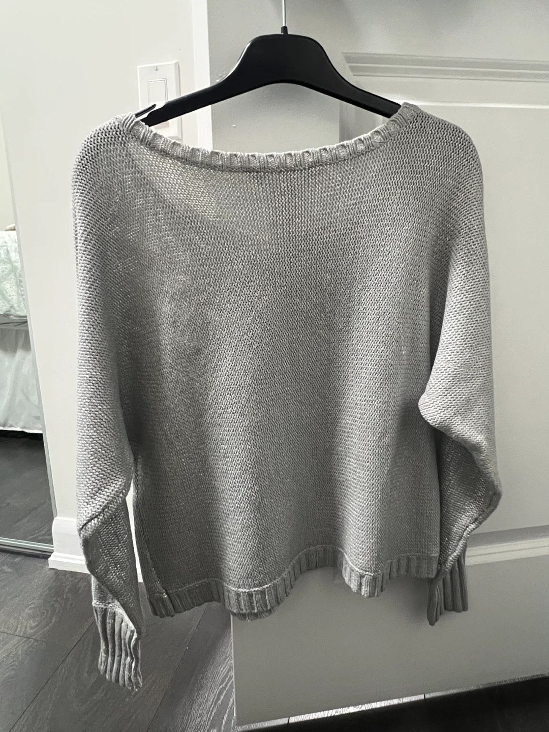 BCBGMAXAZRIA Silver Metallic Knit Sweater - Size S - photo 4
