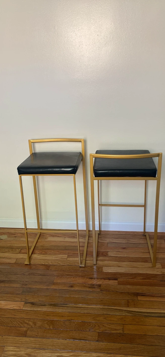 Set of 2 Black and Gold Bar Stools