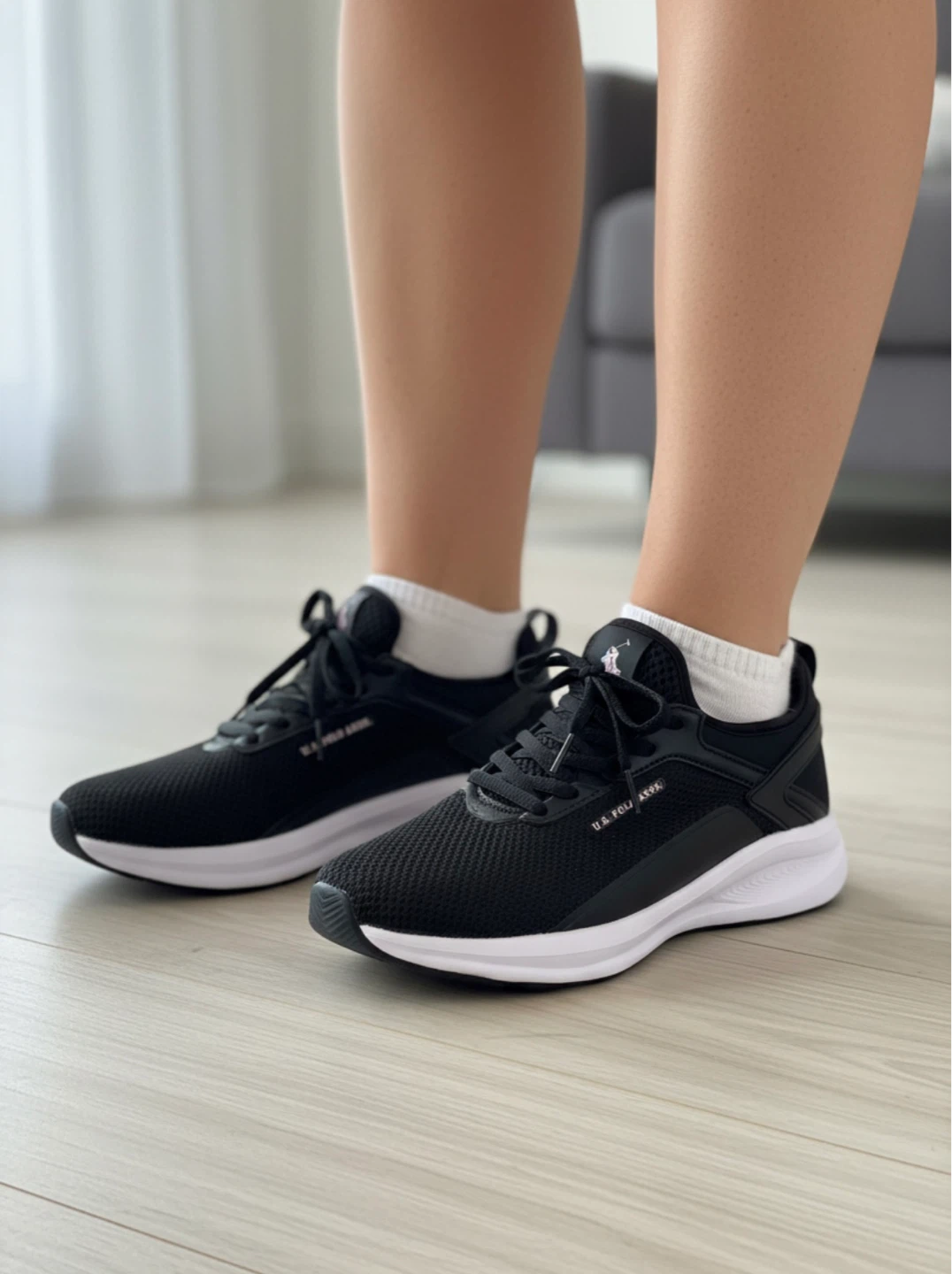 U.S. Polo Assn. Black Mesh Sneakers - Women's Size 8.5