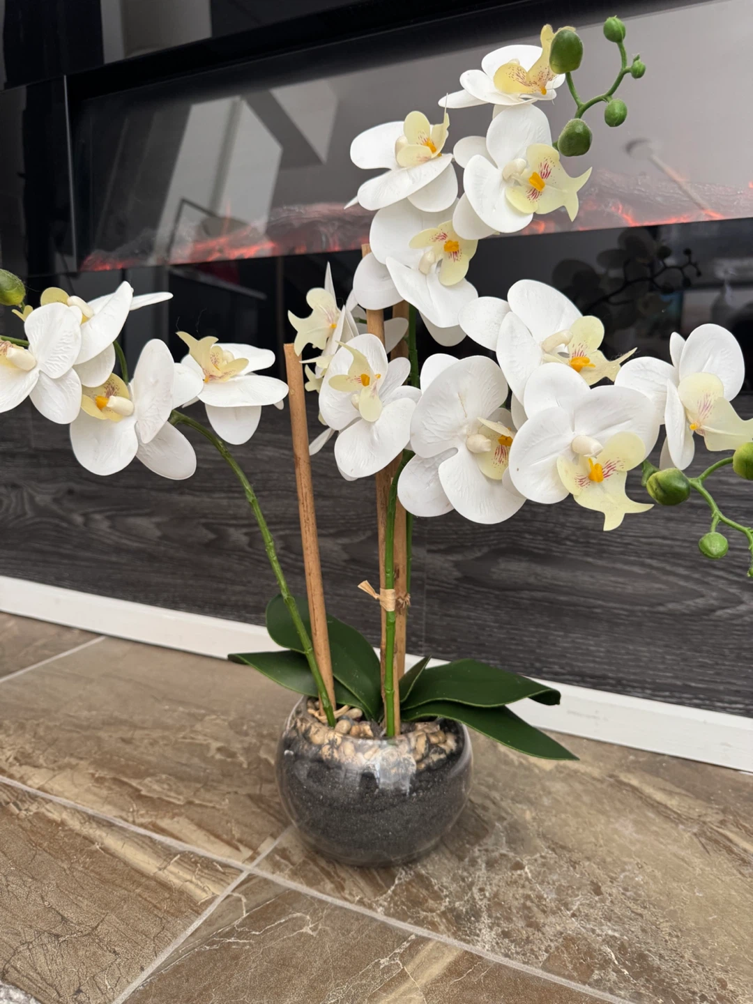 Artificial White Orchid Flower Plant - photo 3