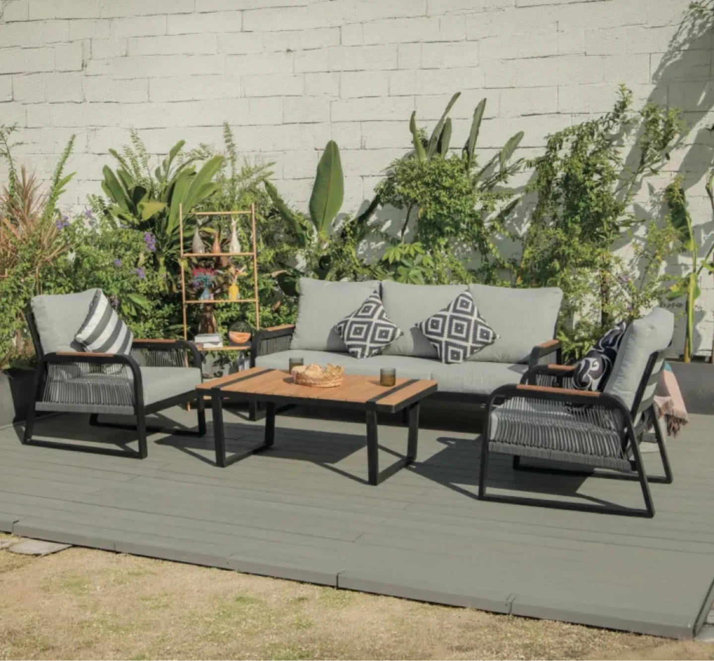 Outdoor Patio Furniture Set with Sofa and Chairs