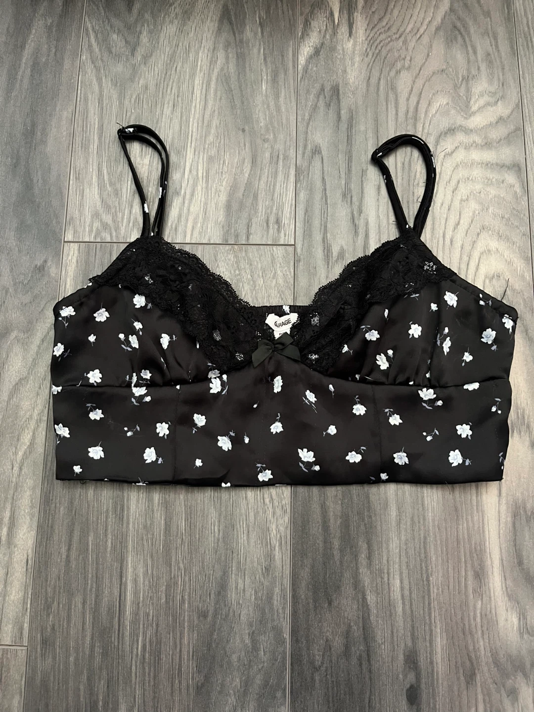 Garage Nova Black Satin Lace Trim Camisole | Women