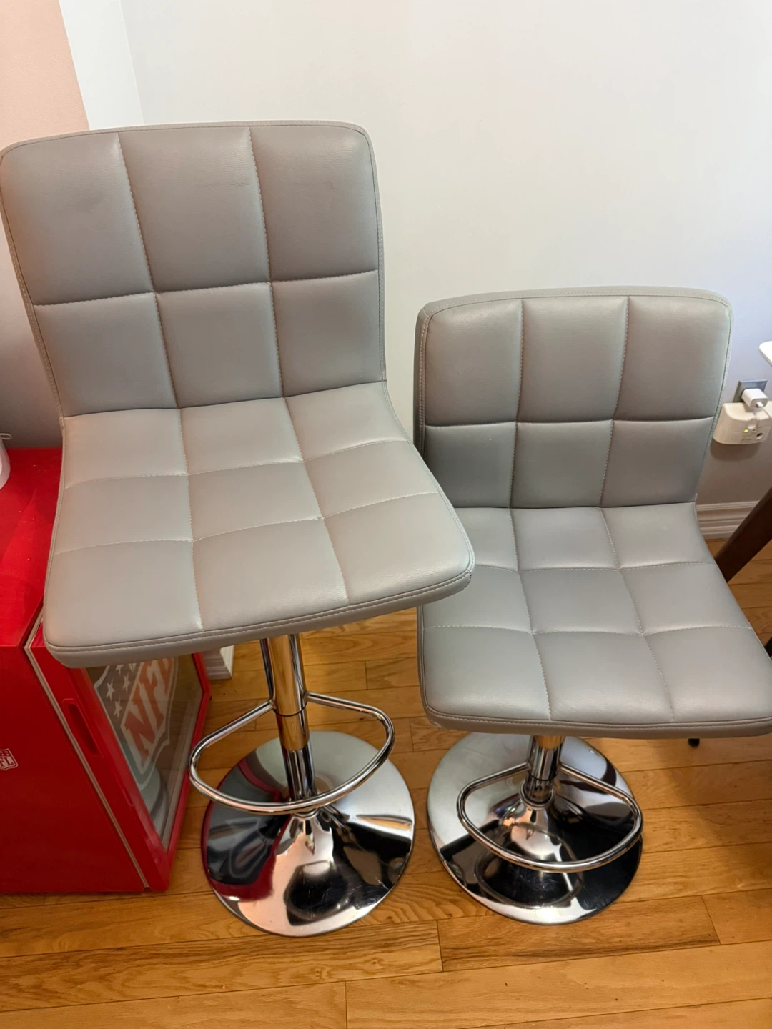 Grey Adjustable Bar Stools (Set of 2)