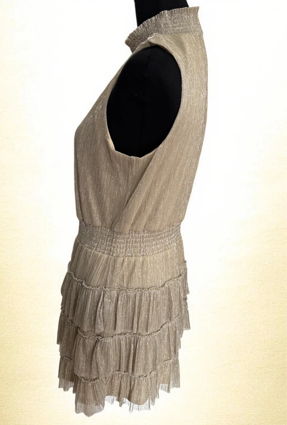 Sparkly Gold Tiered Mini Dress - photo 2