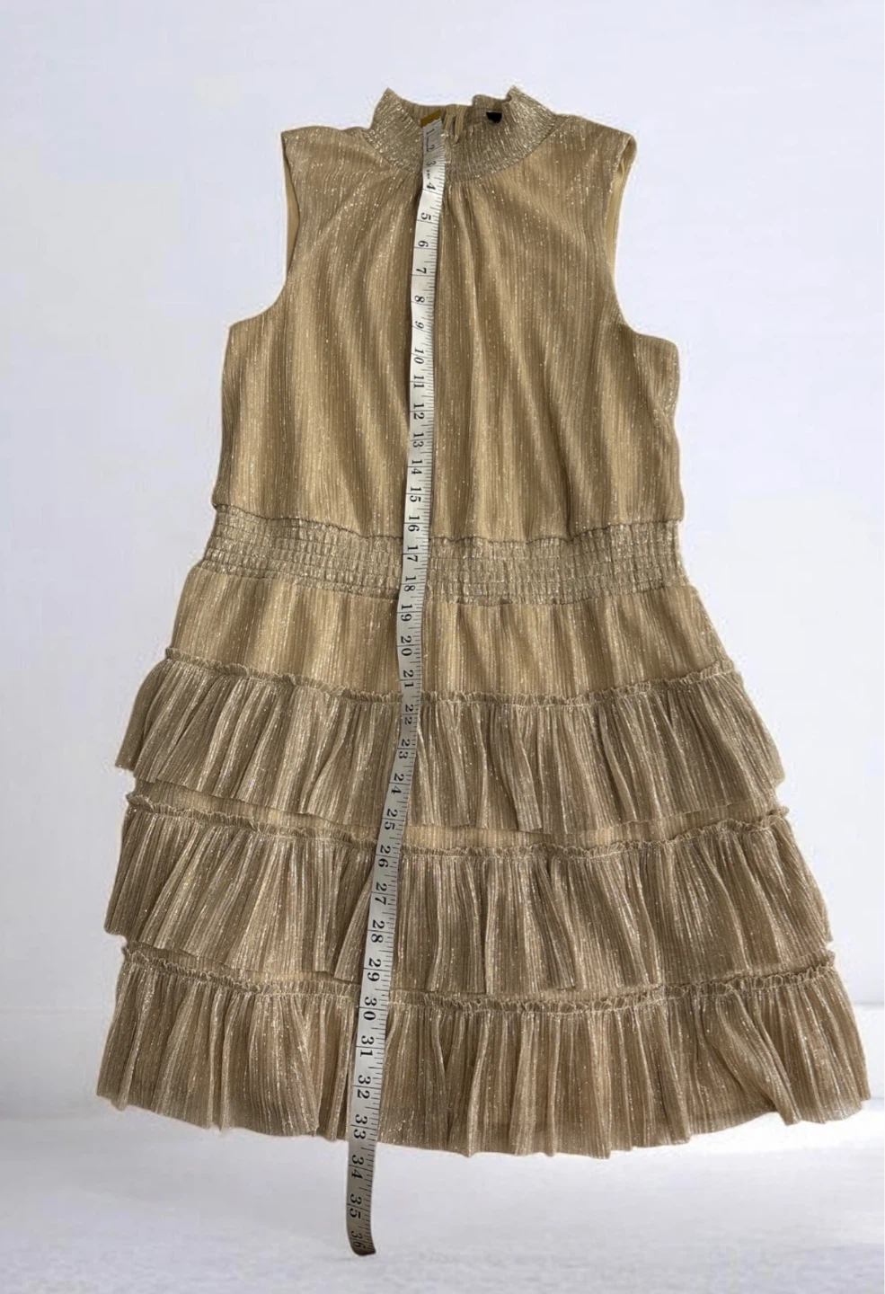 Sparkly Gold Tiered Mini Dress - photo 4