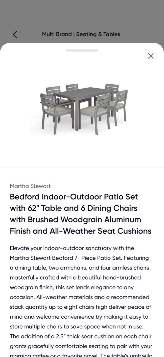 Martha Stewart Bedford 7-Piece Indoor-Outdoor Patio Set