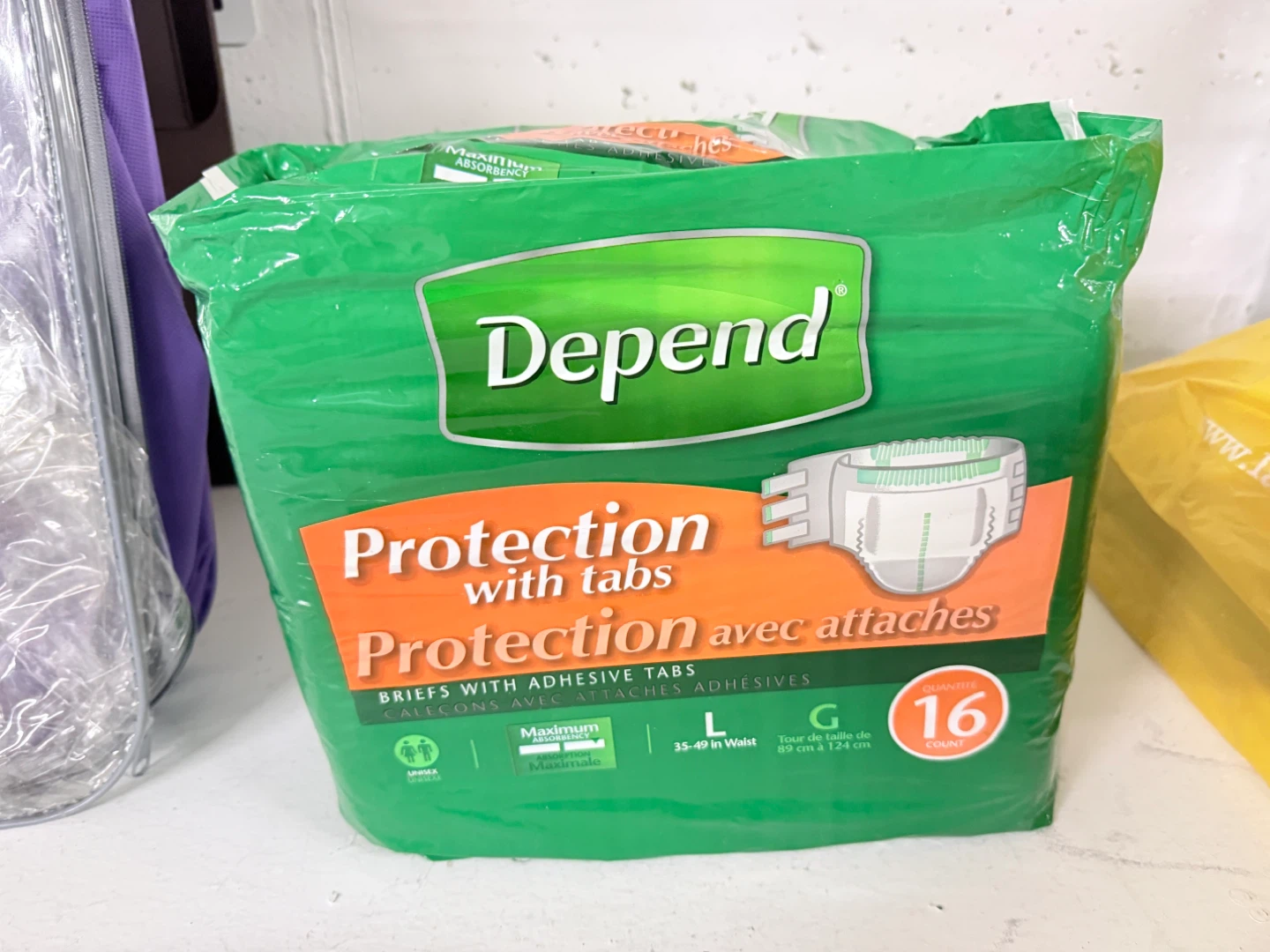 Depend Protection with Tabs Briefs - Size L - 16 Count