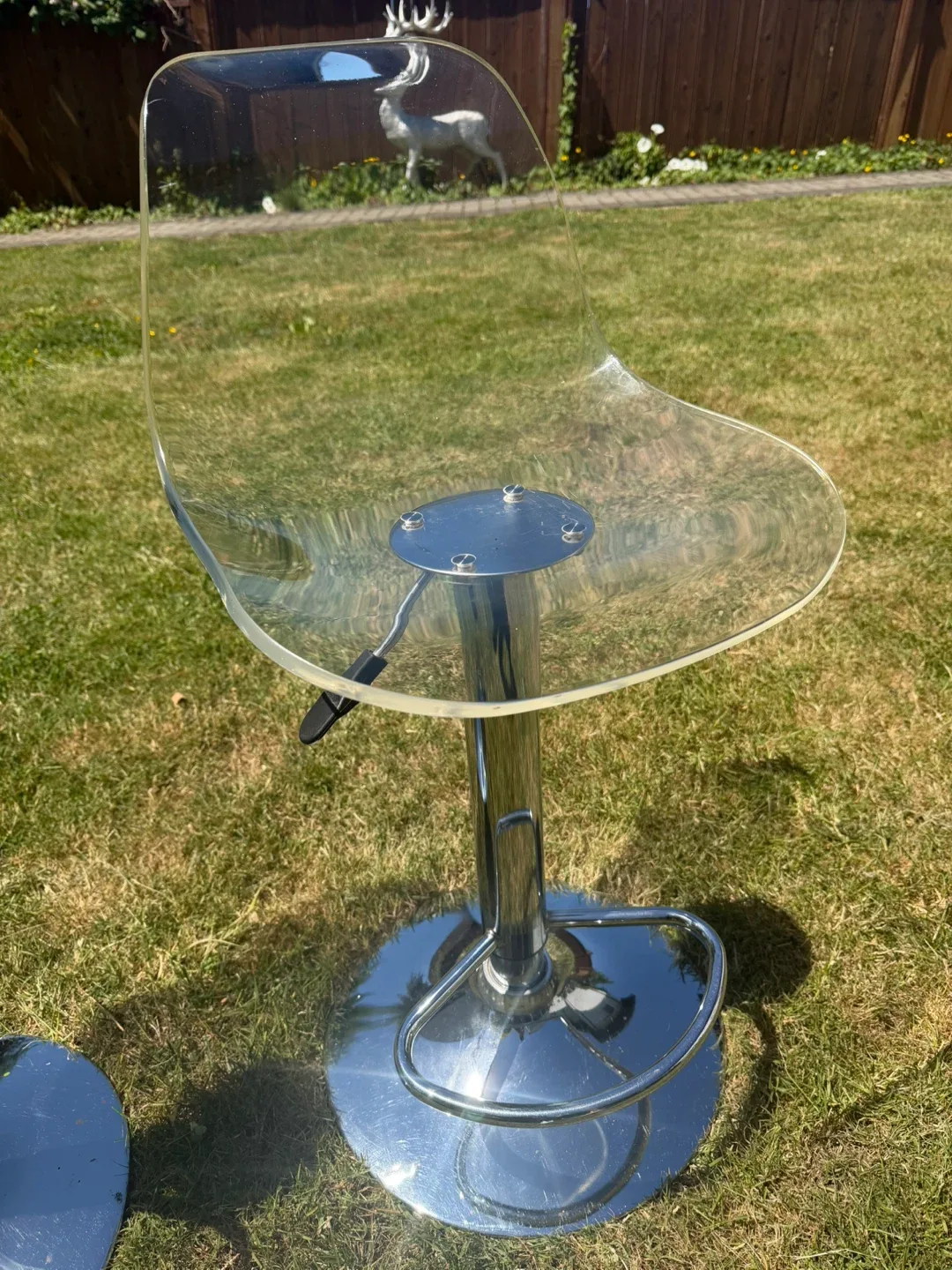 Adjustable Clear Acrylic and Chrome Barstools - photo 3