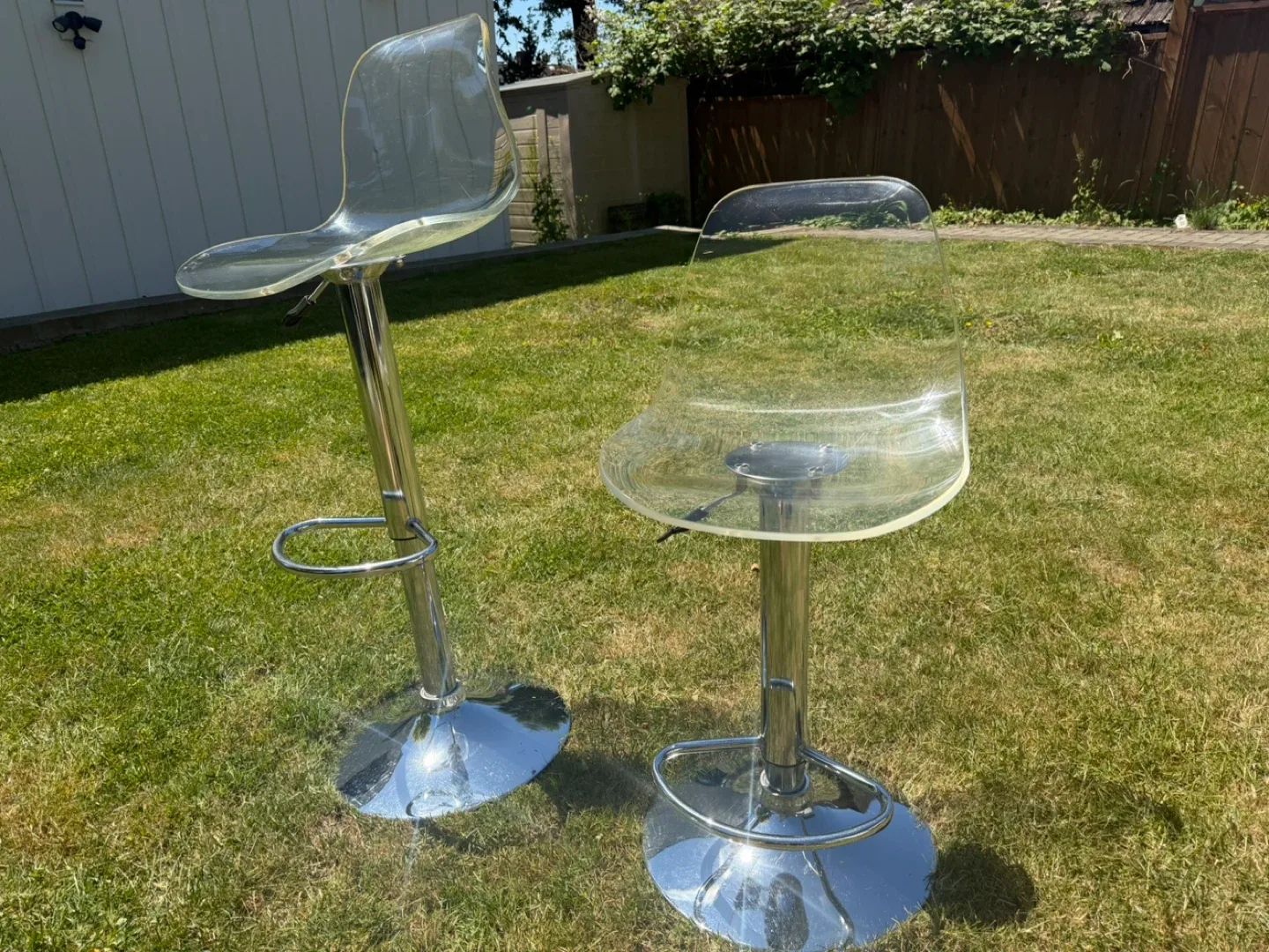 Adjustable Clear Acrylic and Chrome Barstools - photo 2