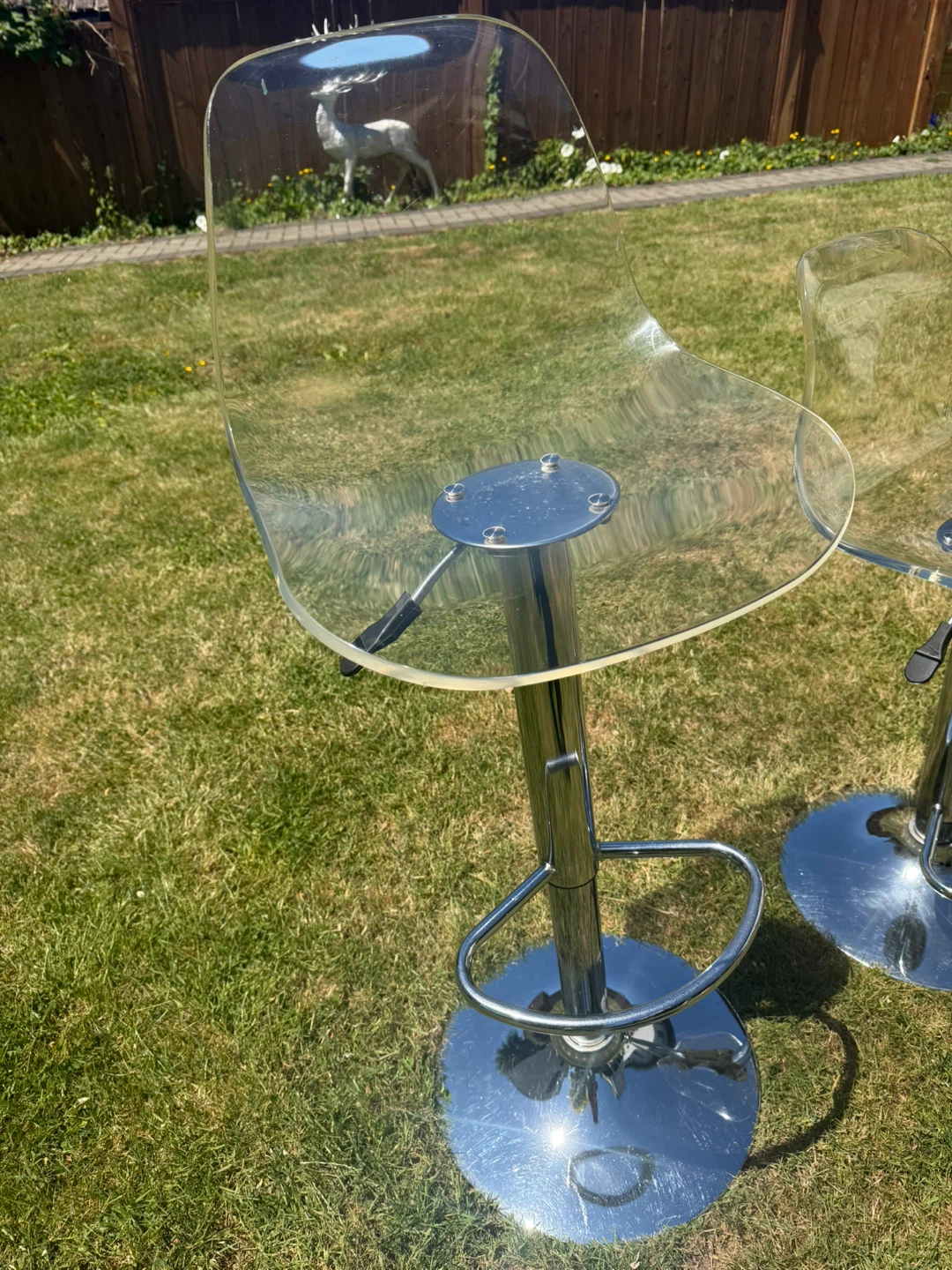 Adjustable Clear Acrylic and Chrome Barstools - photo 4