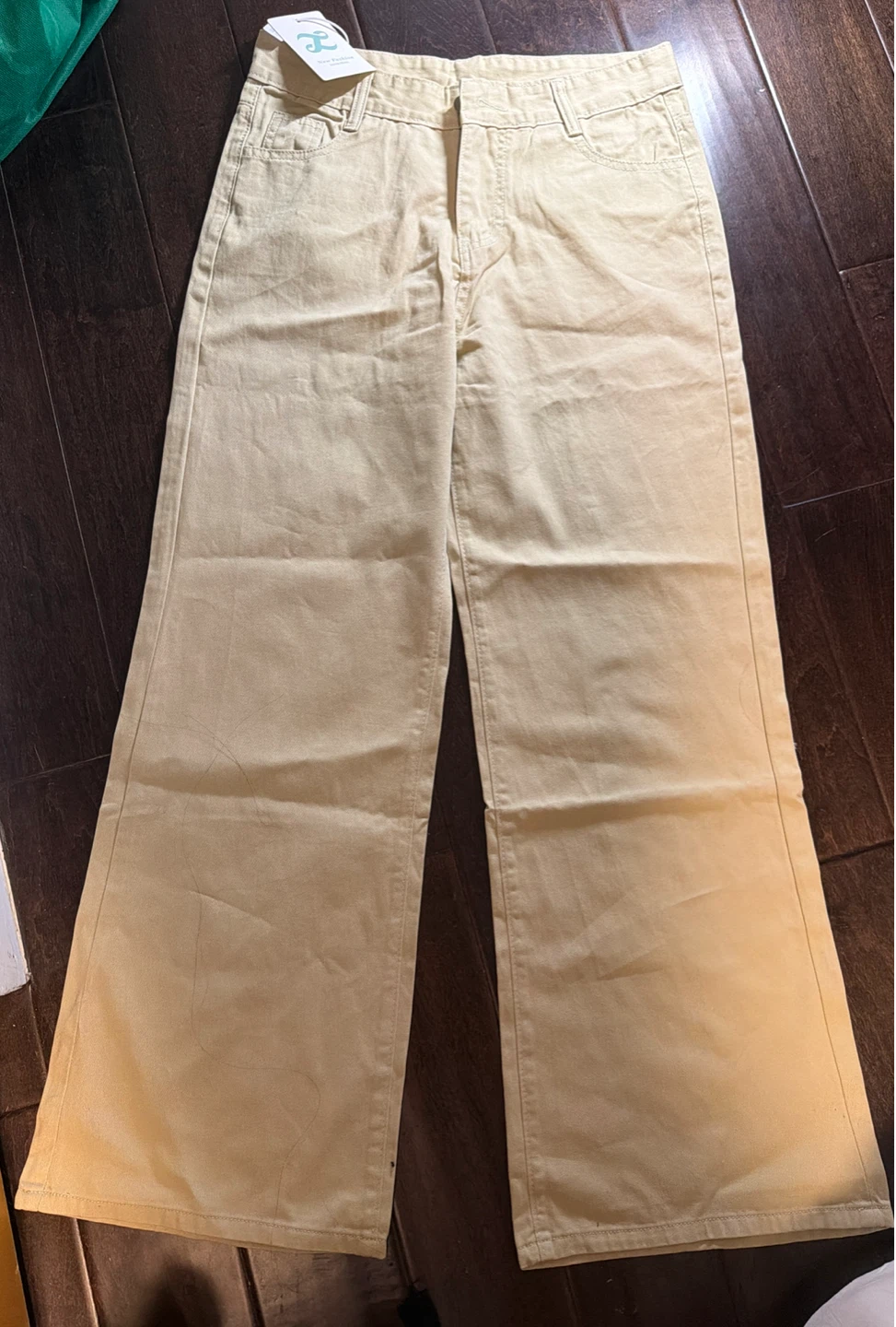 Khaki Wide Leg Jeans - Size Medium