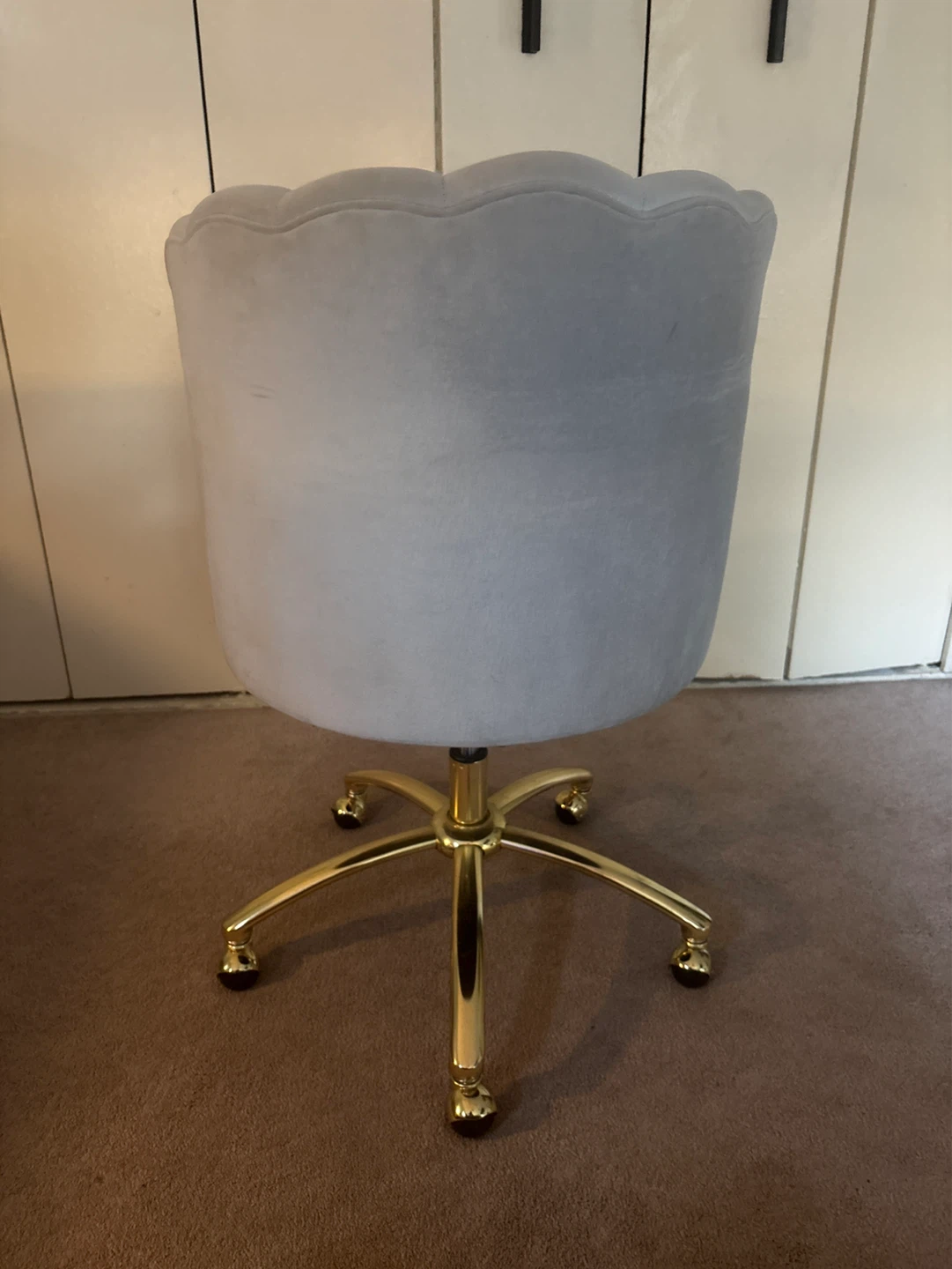 Gray Velvet Office Chair with Gold Base - photo 2