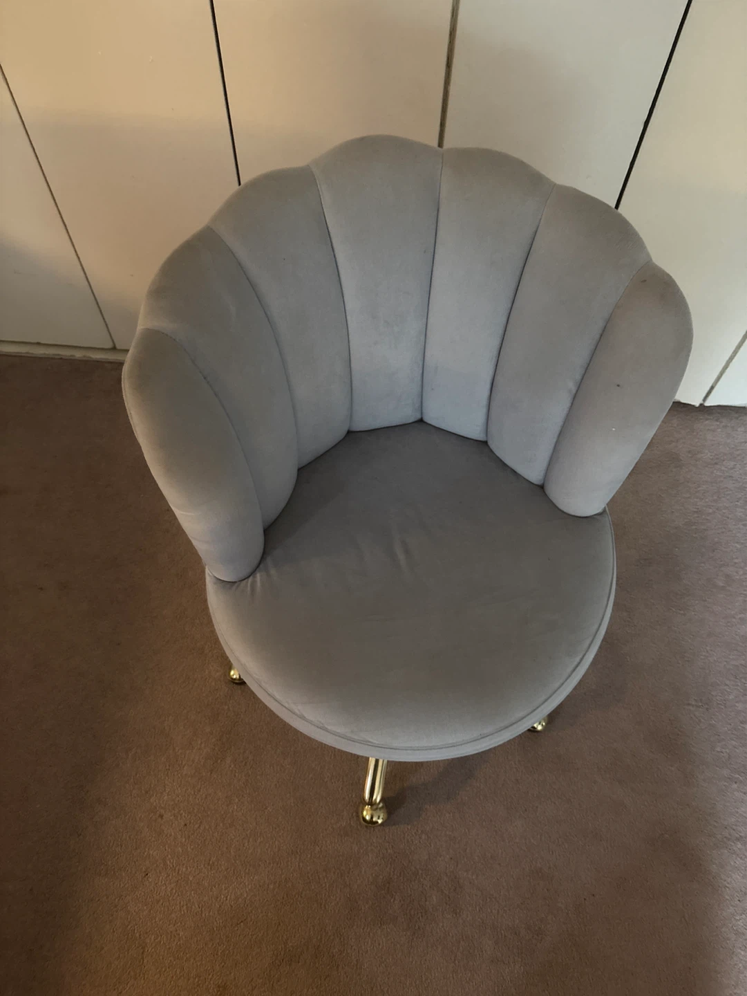 Gray Velvet Office Chair with Gold Base - photo 3