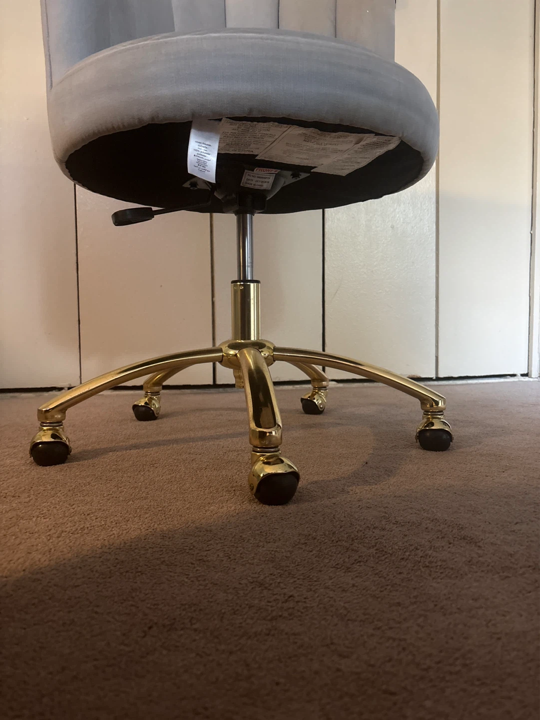 Gray Velvet Office Chair with Gold Base - photo 4