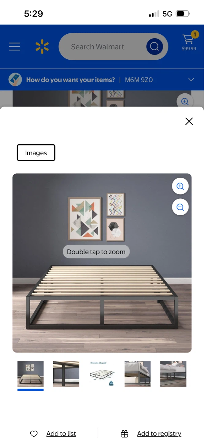 New Full Size Black Metal Platform Bed Frame