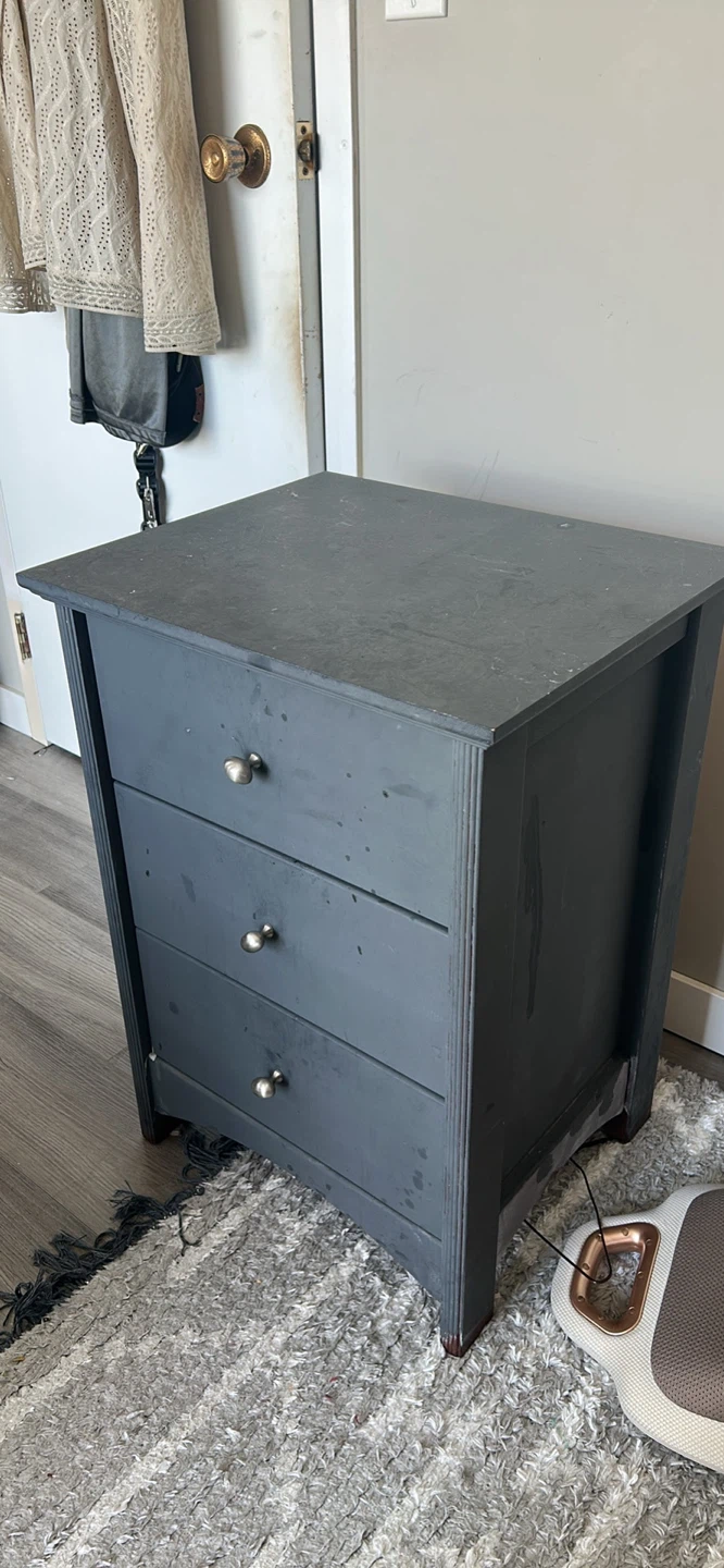 Dark Grey 3-Drawer bedside table