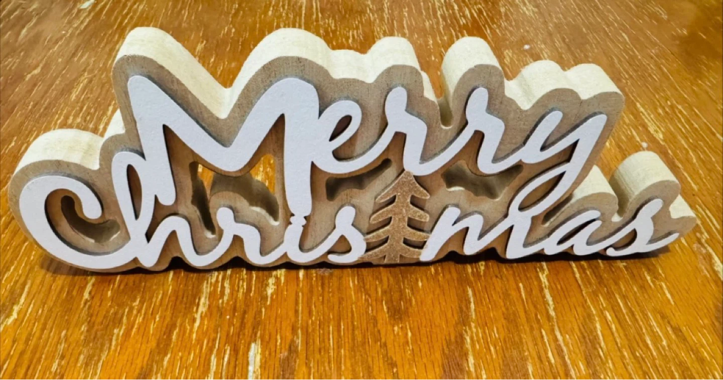 Wooden Merry Christmas Tabletop Decor
