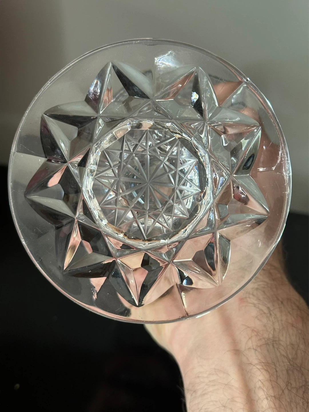 Vintage hand cut pinwheel crystal vase - photo 5