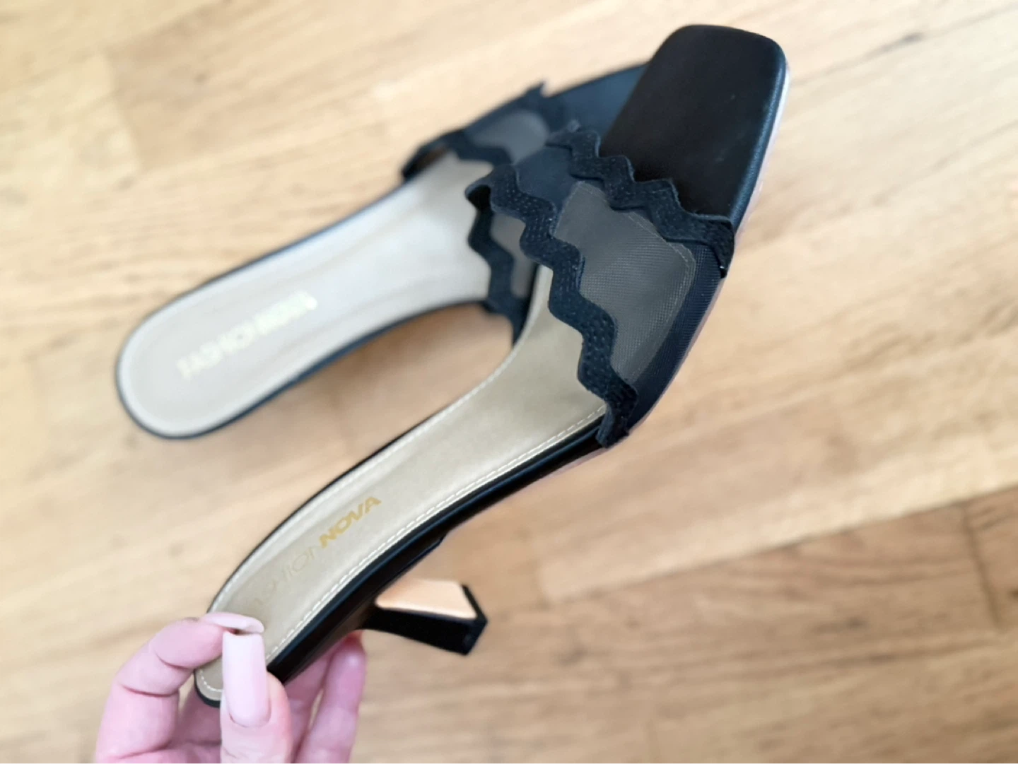 SIZE 11 Fashion Nova Black Mesh Heeled Mules - photo 2