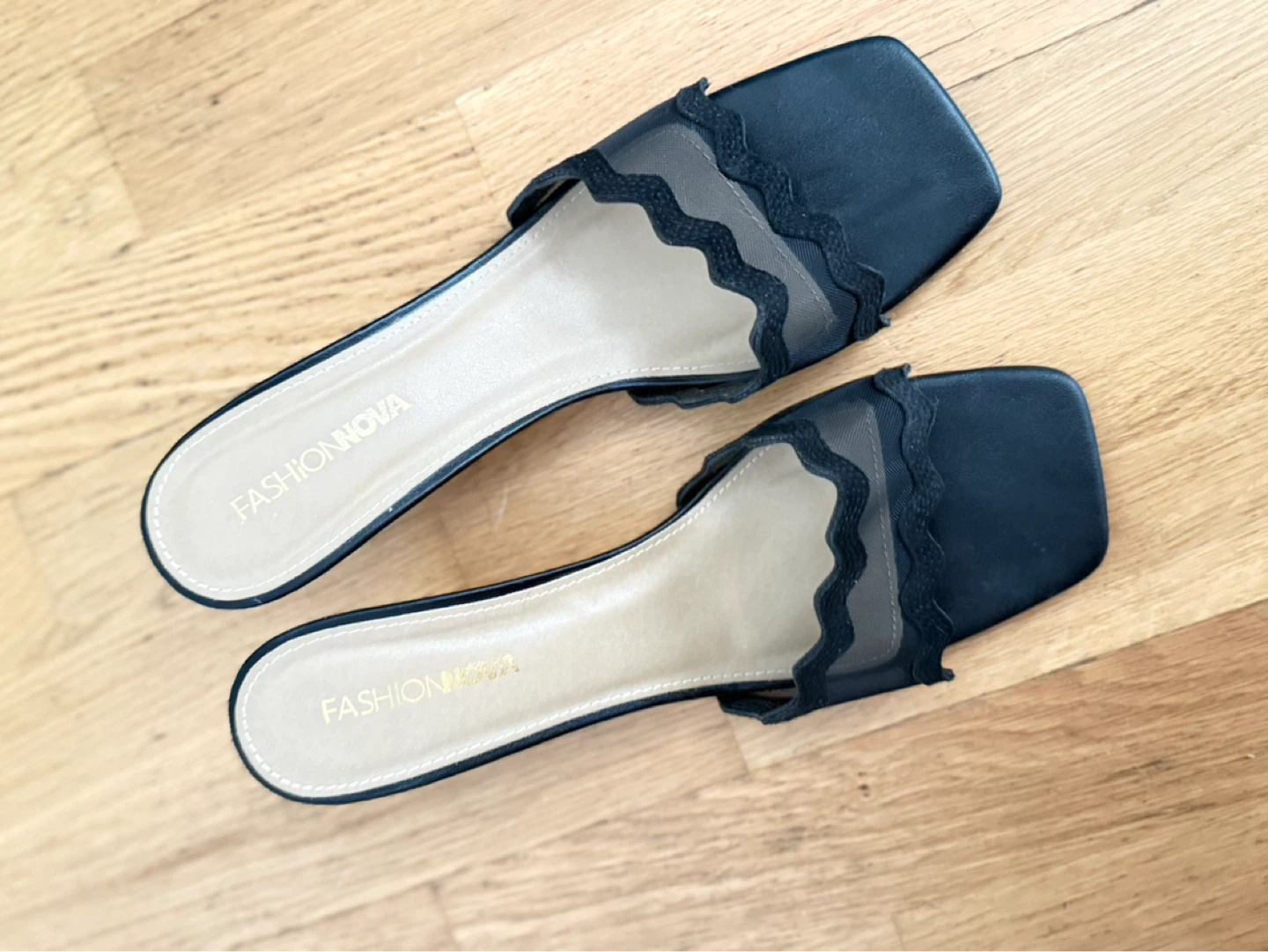SIZE 11 Fashion Nova Black Mesh Heeled Mules