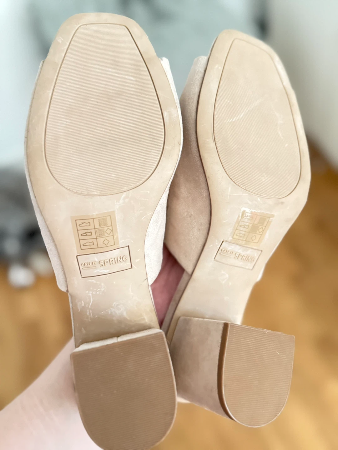SIZE 11 Call It Spring Beige Suede Block Heel Mules - photo 2
