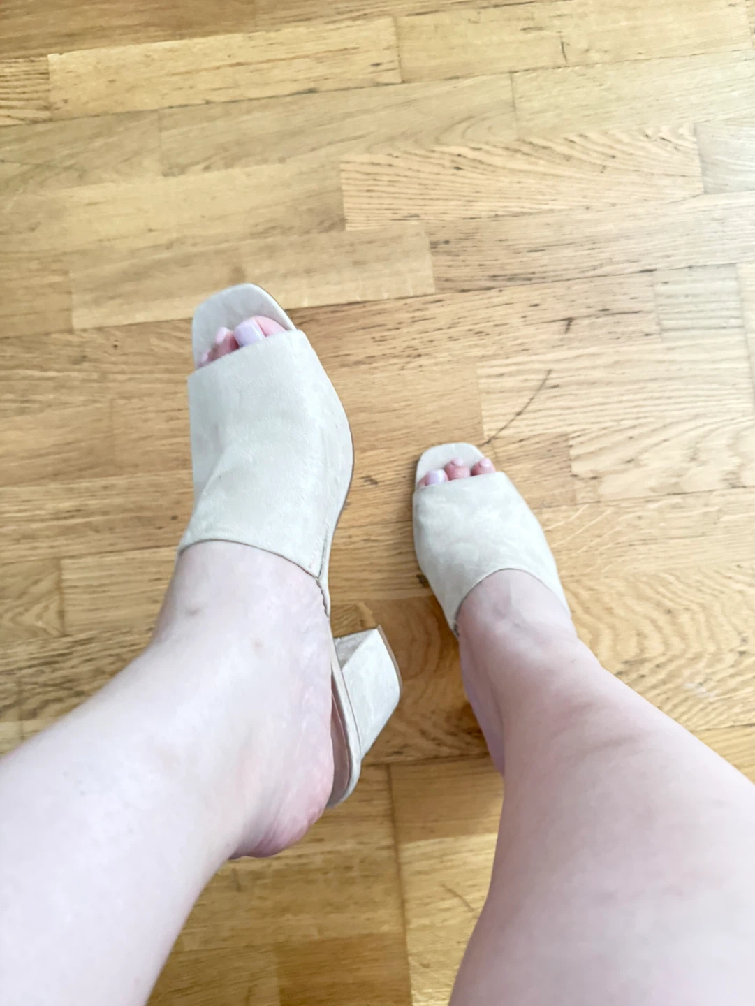 SIZE 11 Call It Spring Beige Suede Block Heel Mules - photo 3