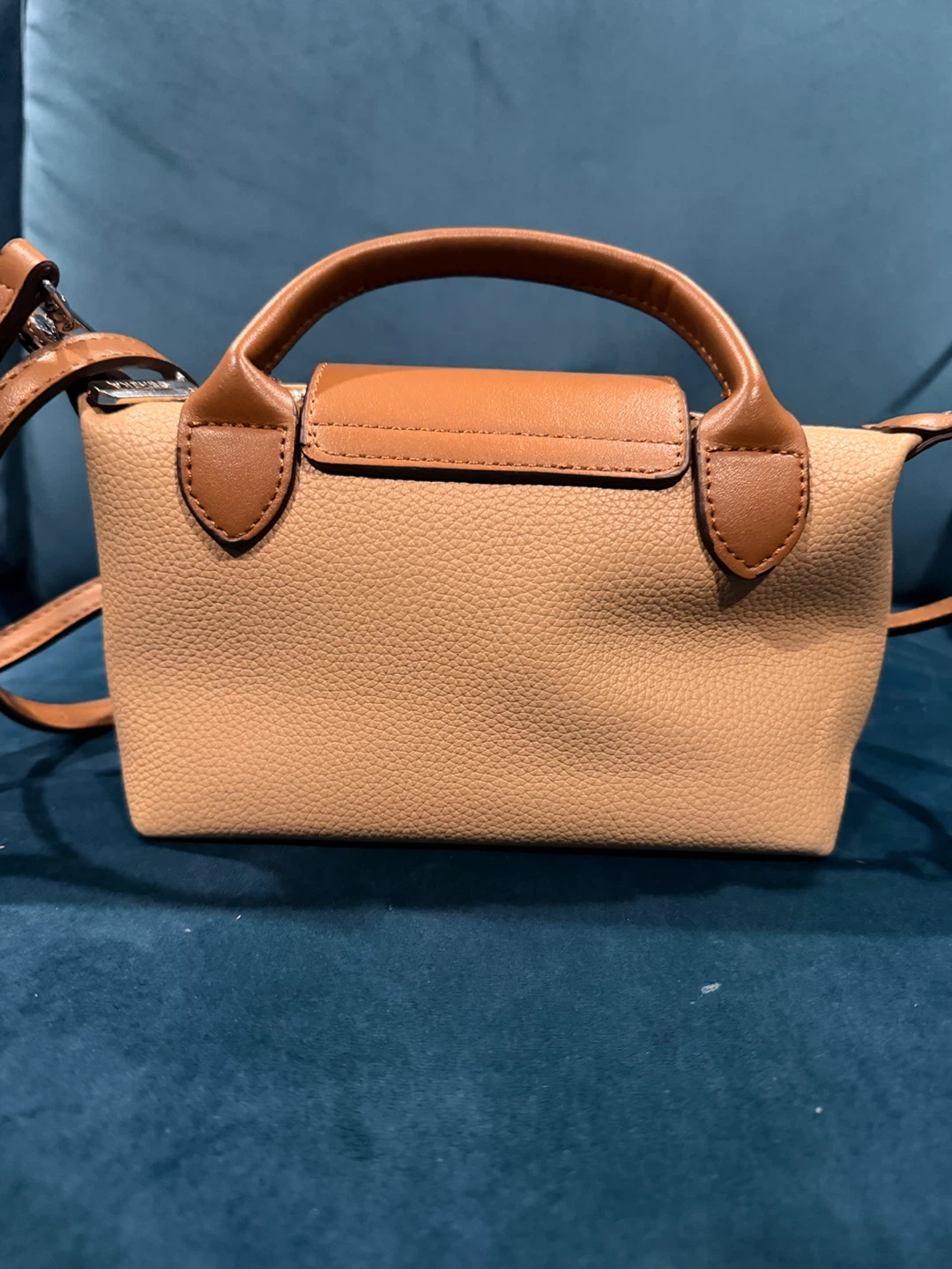 Tan Leather Top Handle Bag with Crossbody Strap - photo 3