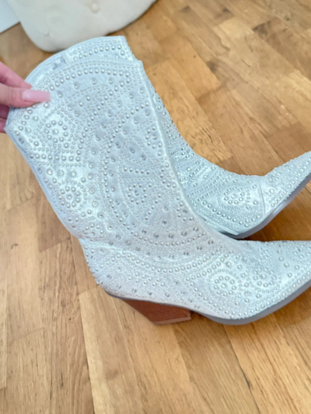 SIZE 11 Fashion Nova Silver Embellished Cowboy Boots - photo 2