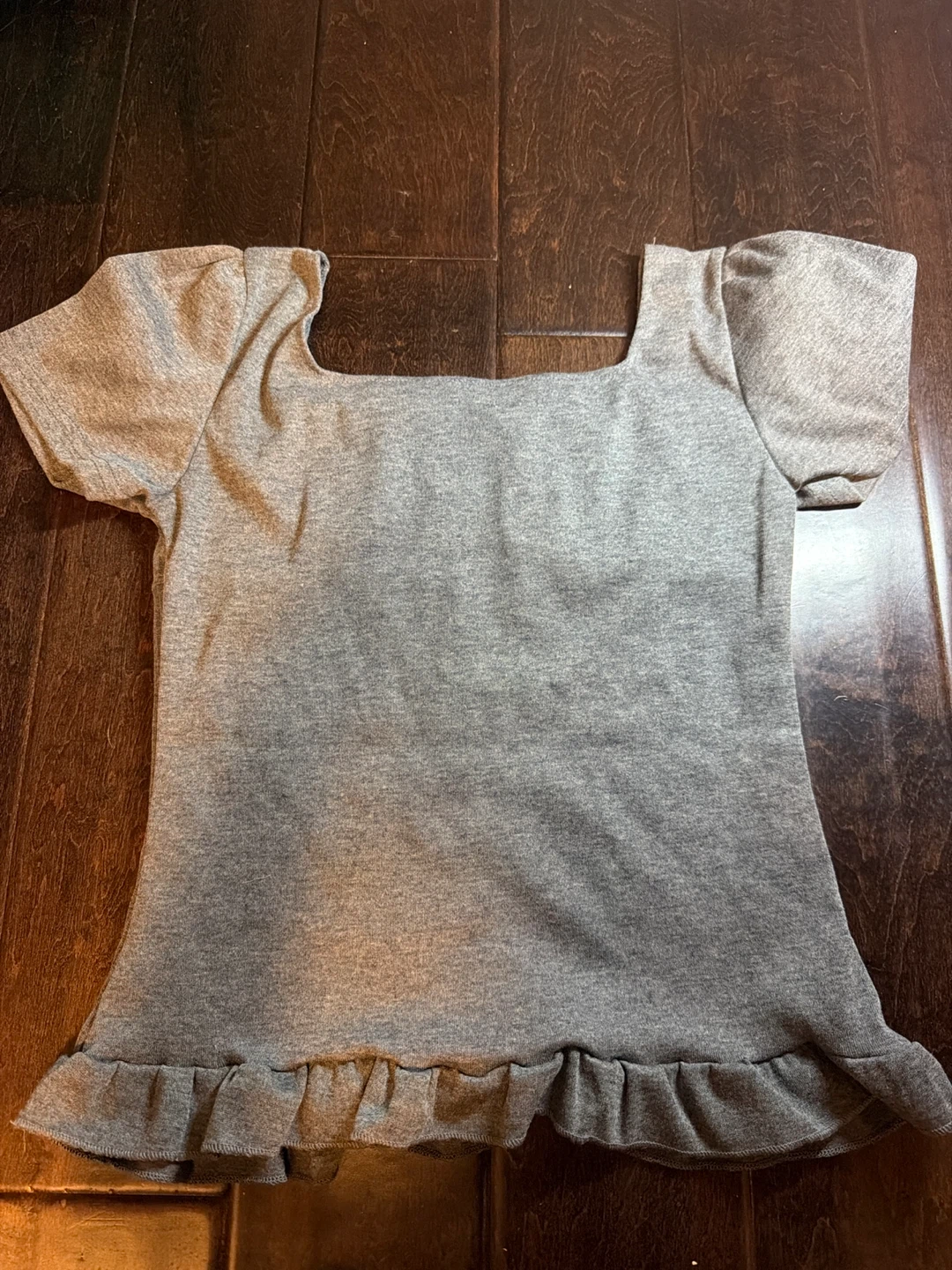 Girls Grey Ruffled Square Neck Top - photo 2