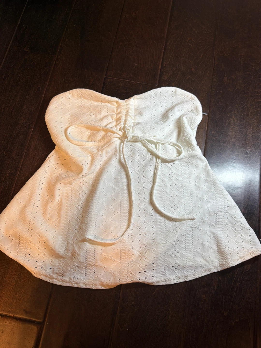 White Eyelet Strapless Top