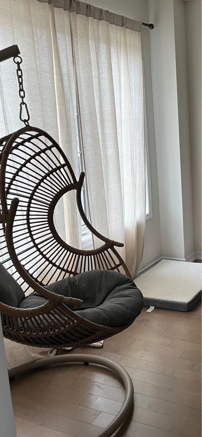 Rattan Hanging Chair with Grey Cushion