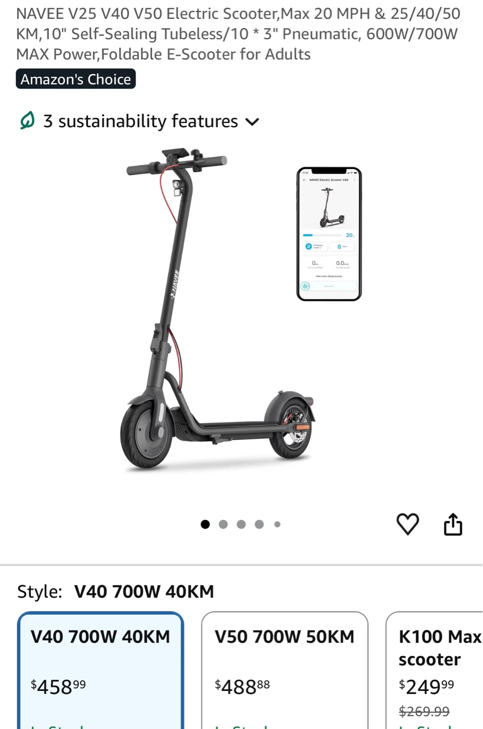 NAVEE V40 Electric Scooter - 700W, 40KM Range
