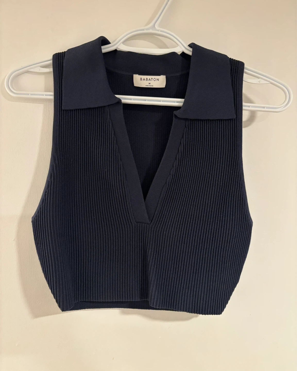 Aritzia Babaton Sculpt Knit V-neck Cropped Tank