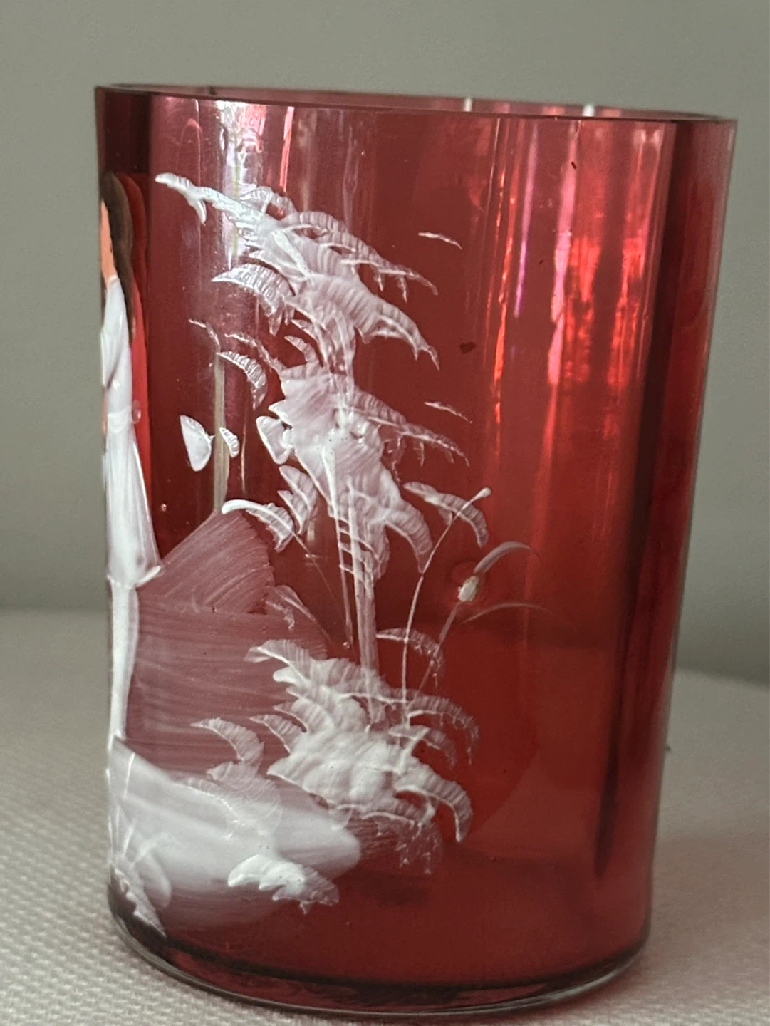Victorian  MARY GREGORY CRANBERRY GLASS  JUICE GLASS! - photo 4