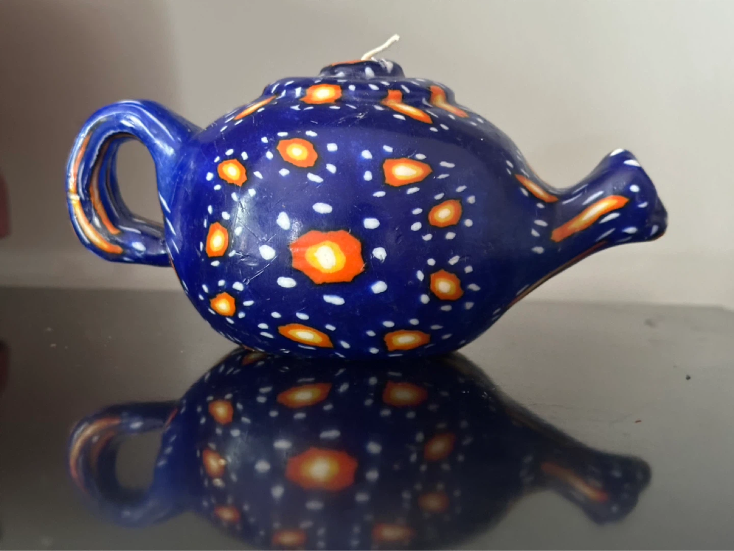 Vintage wax teapot shaped candle