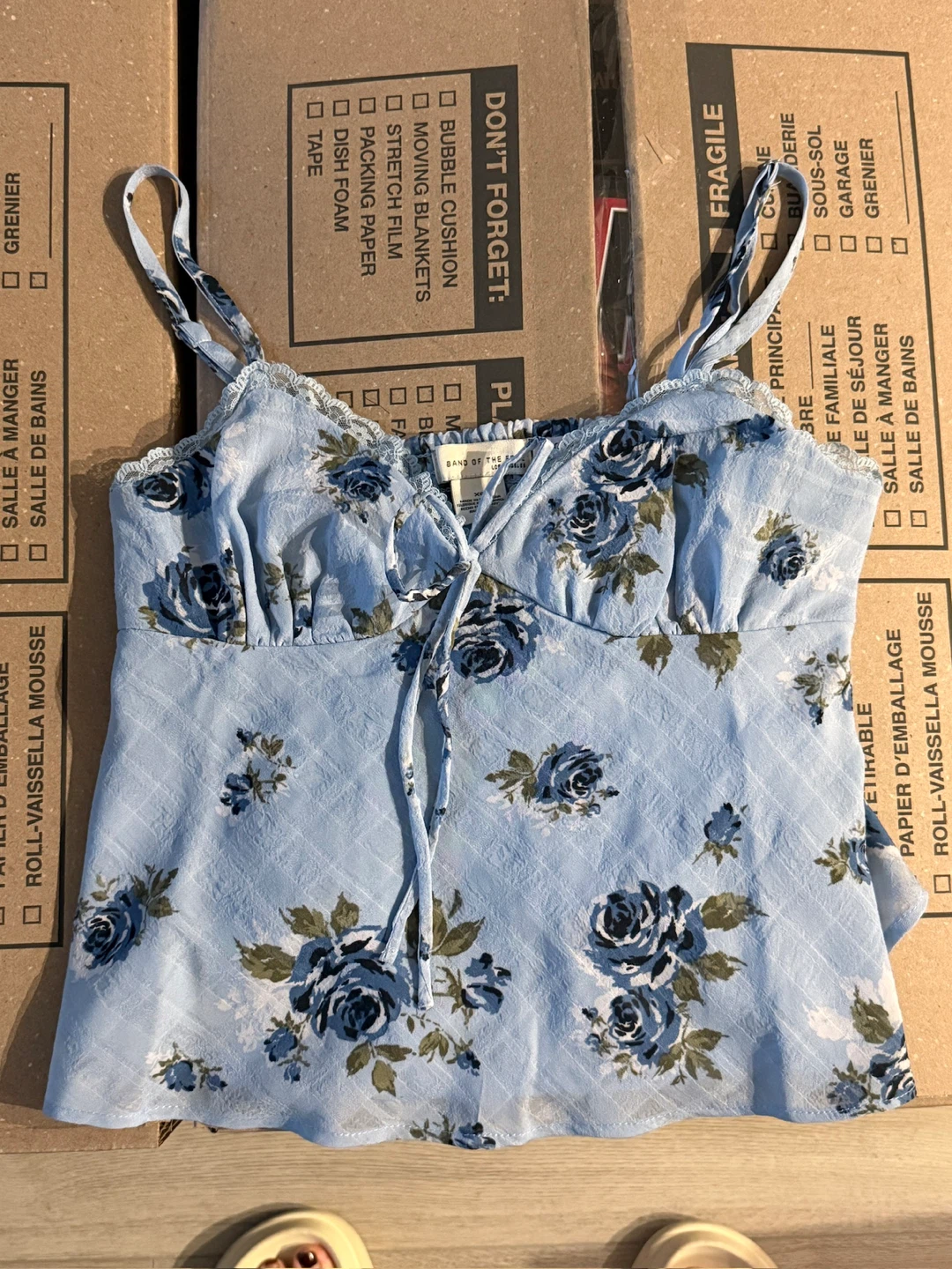 Light Blue Floral Camisole Top
